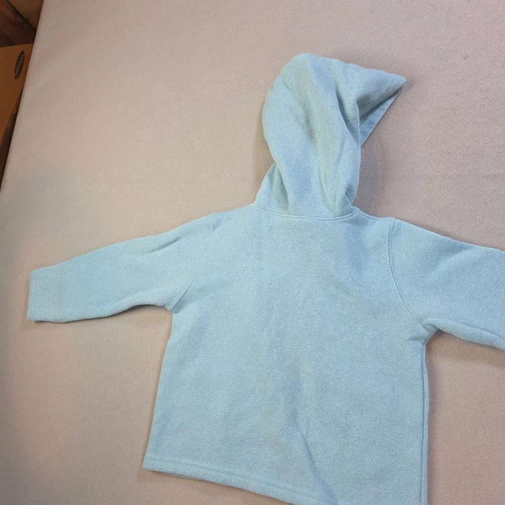OshKosh Bgosh Toddler Girls 3T Blue Sparkle Heart Zip Up Hoodie Jacket 626-9099